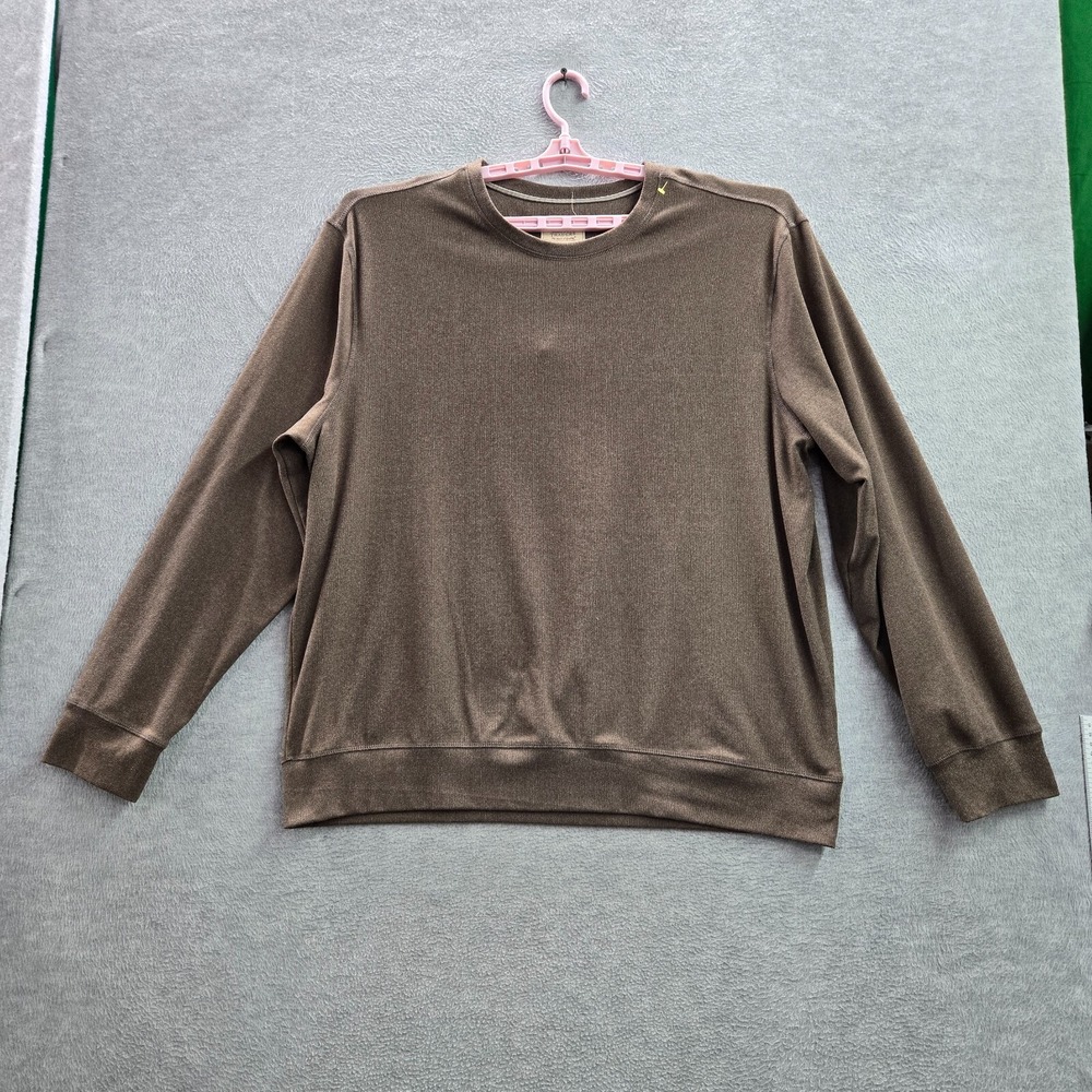 Boston Traders Men Sweatshirt 2XL Brown Long Sleeve Polyester Spandex